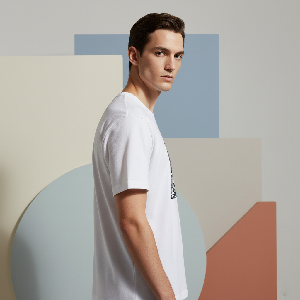 Abstract Faces Pattern T-Shirt, Surreal Black and White Graphic Tee, Unisex Cotton Art Shirt