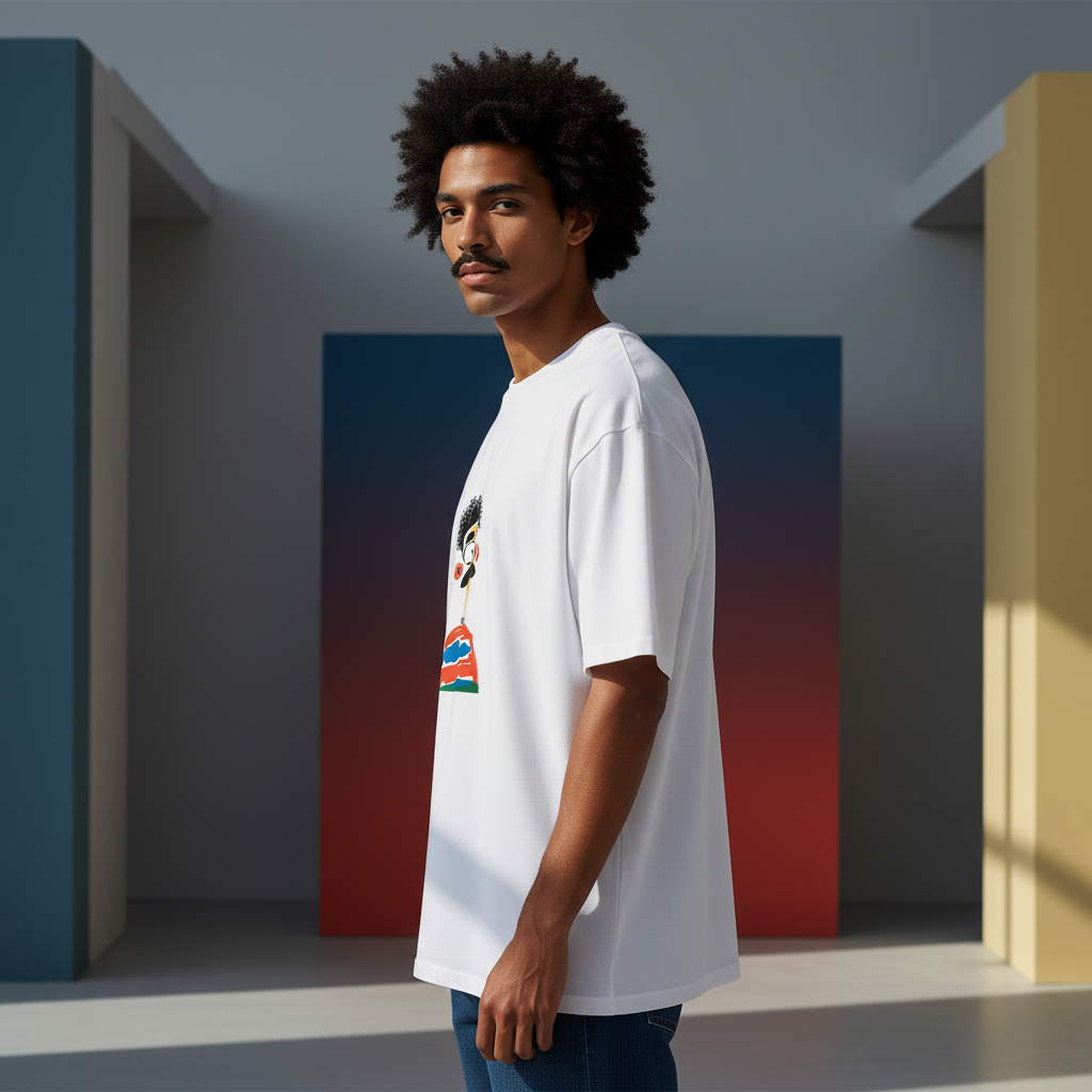 Cartoon Face Oversized T-Shirt, Funny Character Graphic Tee, Unisex Faded Cotton Shirt