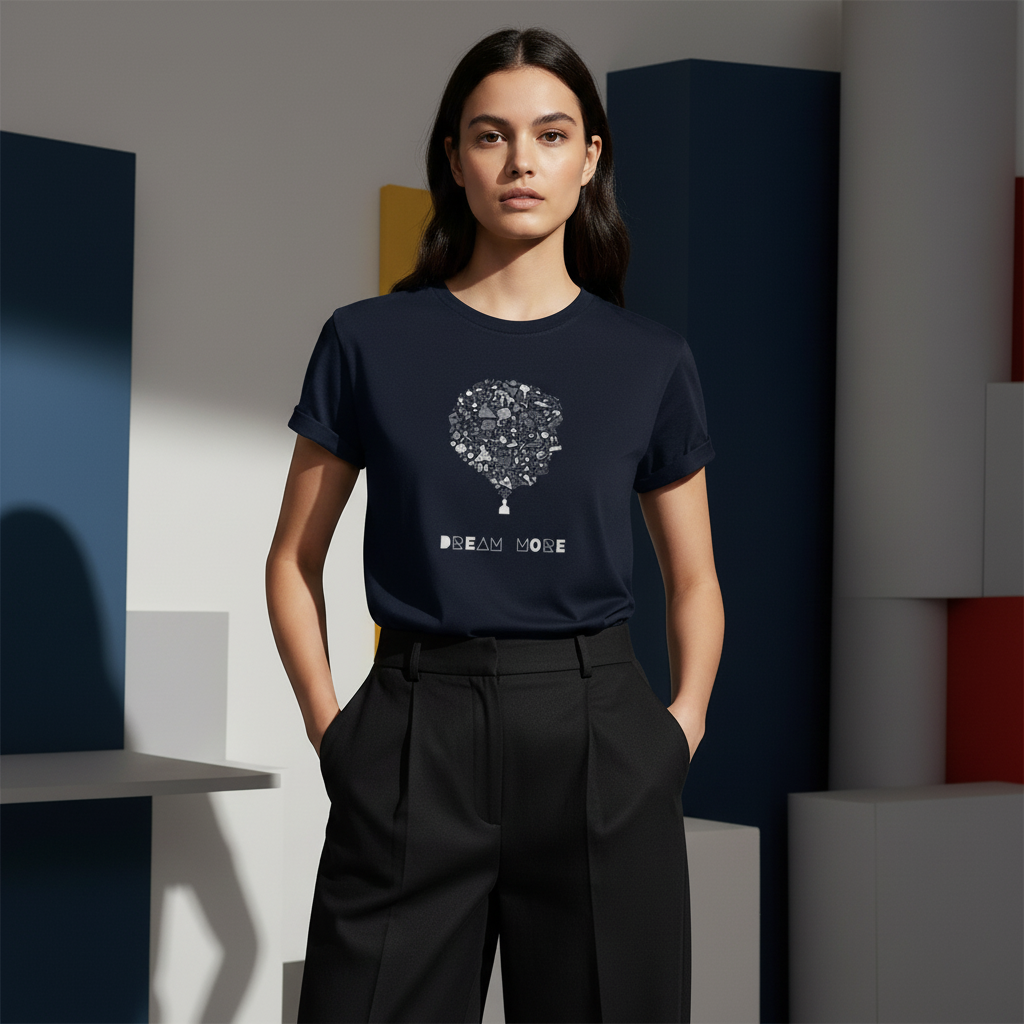 Dream More T-Shirt, Surreal Doodle Art Graphic Tee, Motivational Unisex Short Sleeve Shirt