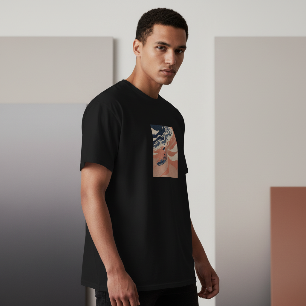 Dream Ride T-Shirt, Surreal Bicycle & Waves Graphic Tee, Unisex Classic Cotton Shirt