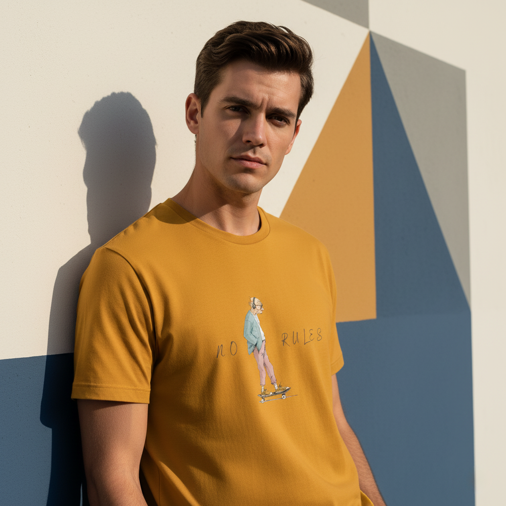 No Rules Skateboard T-Shirt, Funny Old Man Skater Graphic Tee, Rebellious Streetwear Shirt