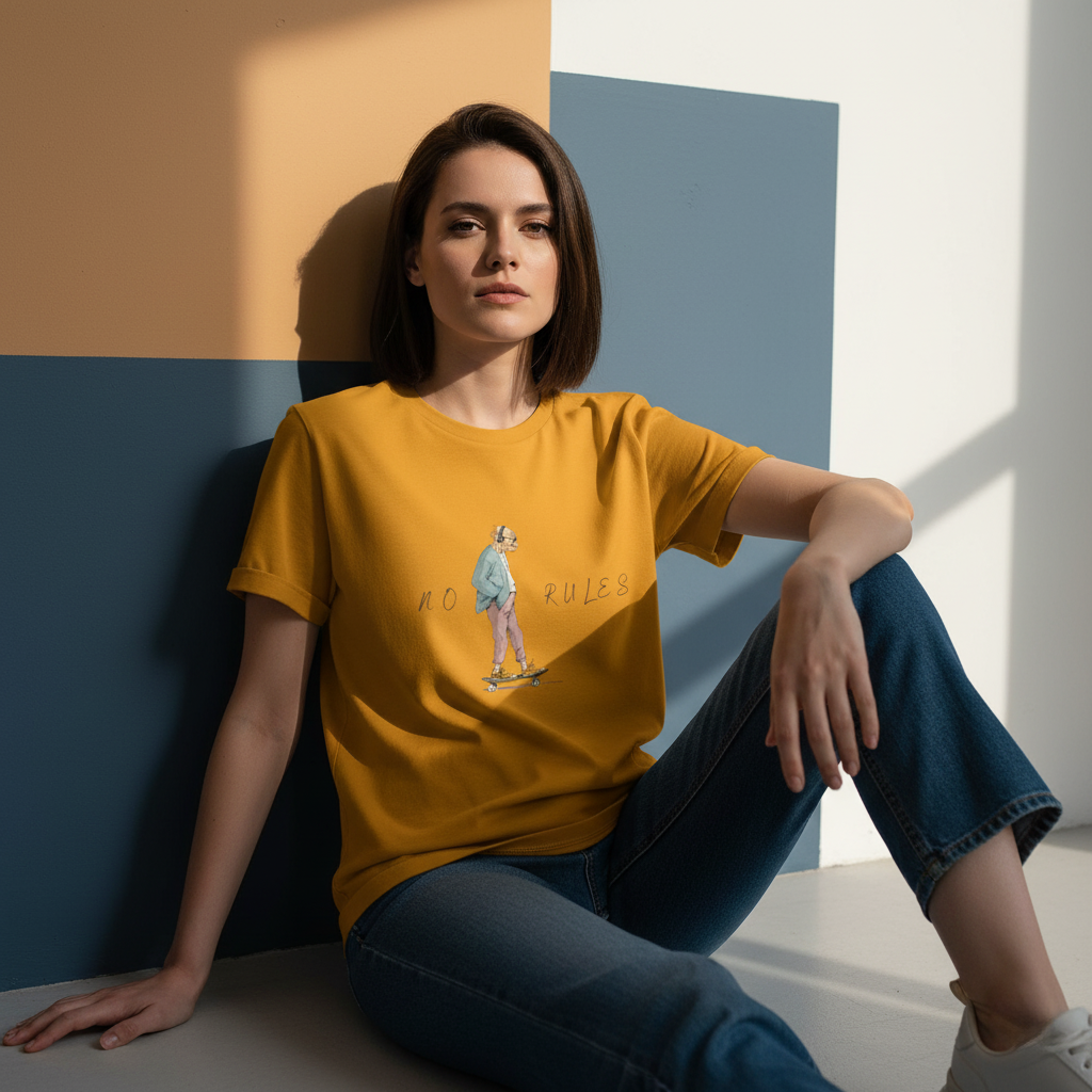 No Rules Skateboard T-Shirt, Funny Old Man Skater Graphic Tee, Rebellious Streetwear Shirt