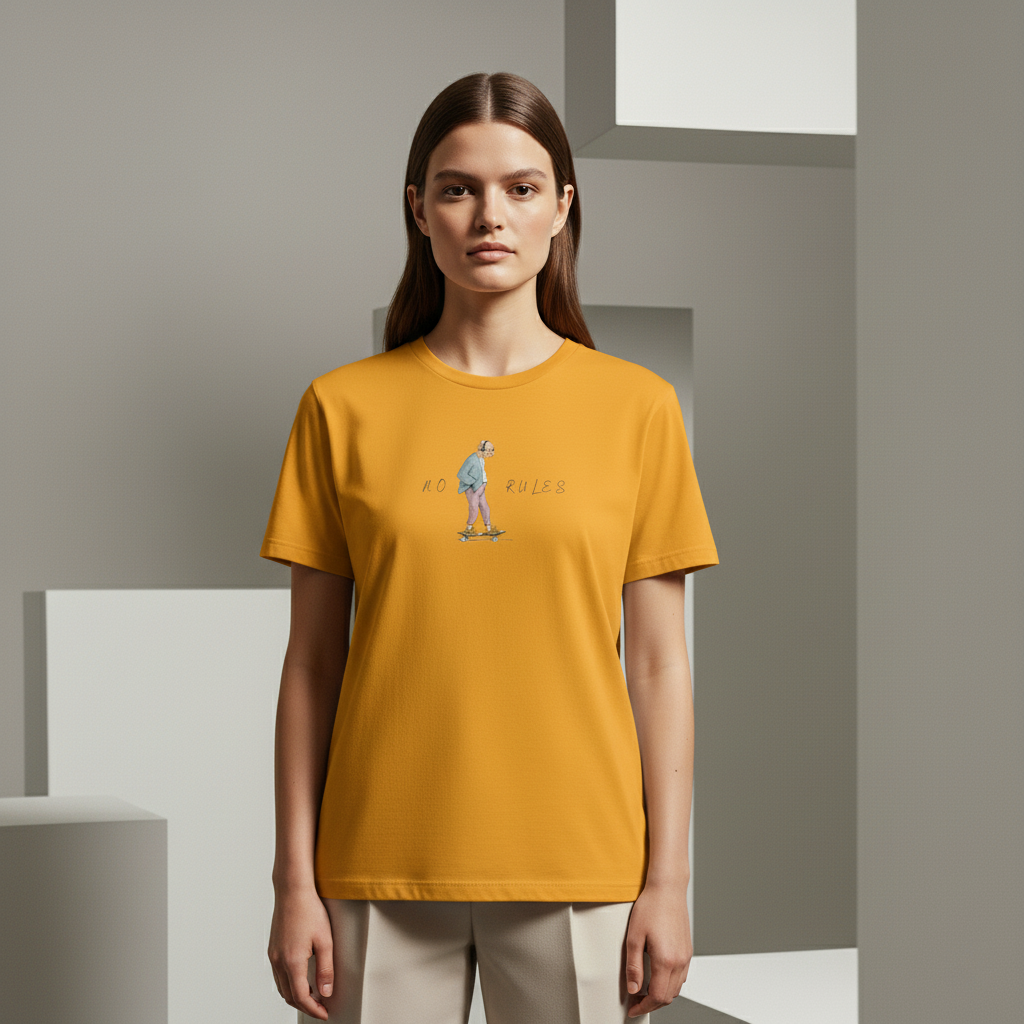 No Rules Skateboard T-Shirt, Funny Old Man Skater Graphic Tee, Rebellious Streetwear Shirt