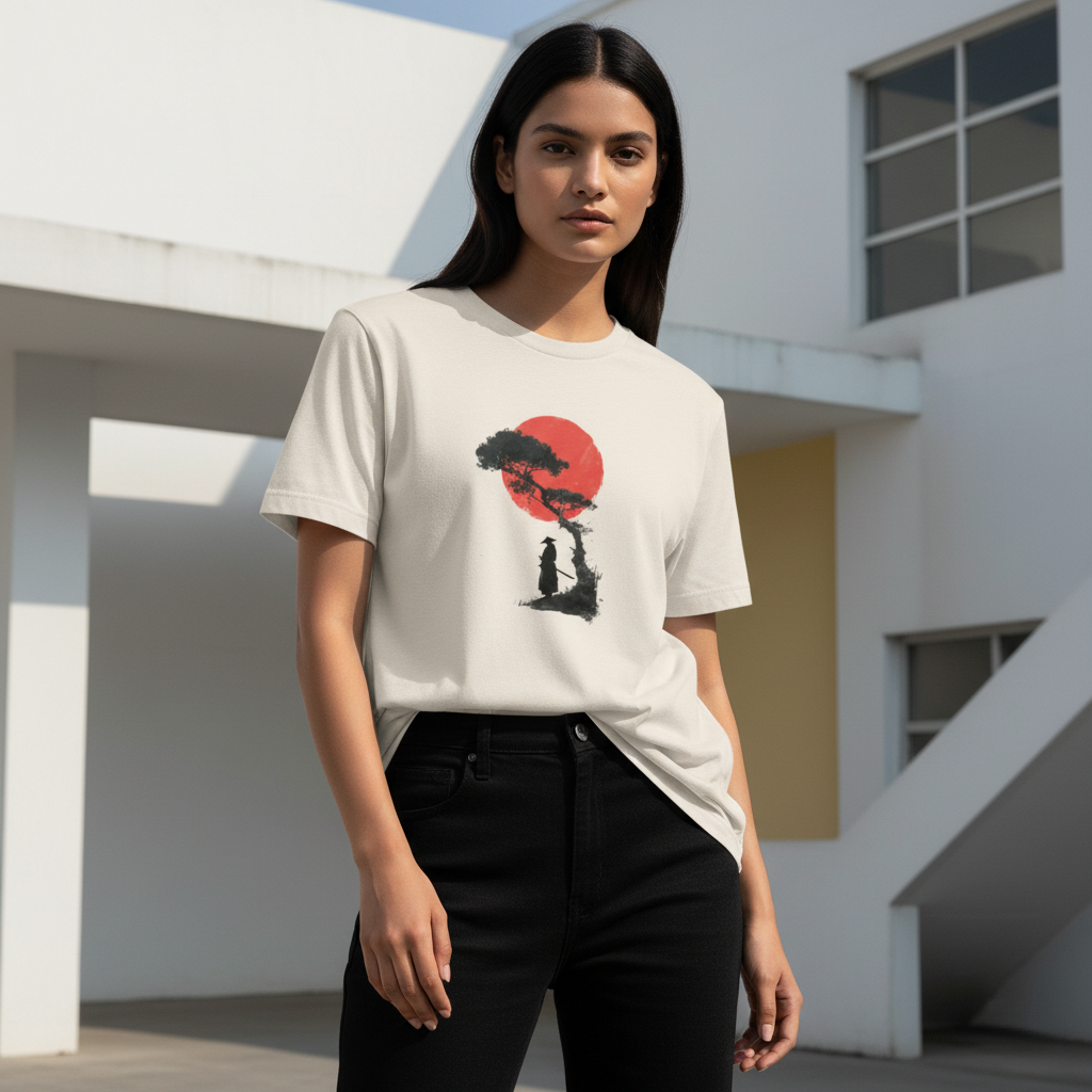 Samurai T-Shirt, Japanese Warrior Graphic, Unisex Cotton Tee