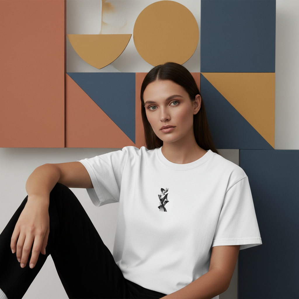 Unisex Garment-Dyed Heavyweight T-Shirt – Expressionist Lady in Black & White