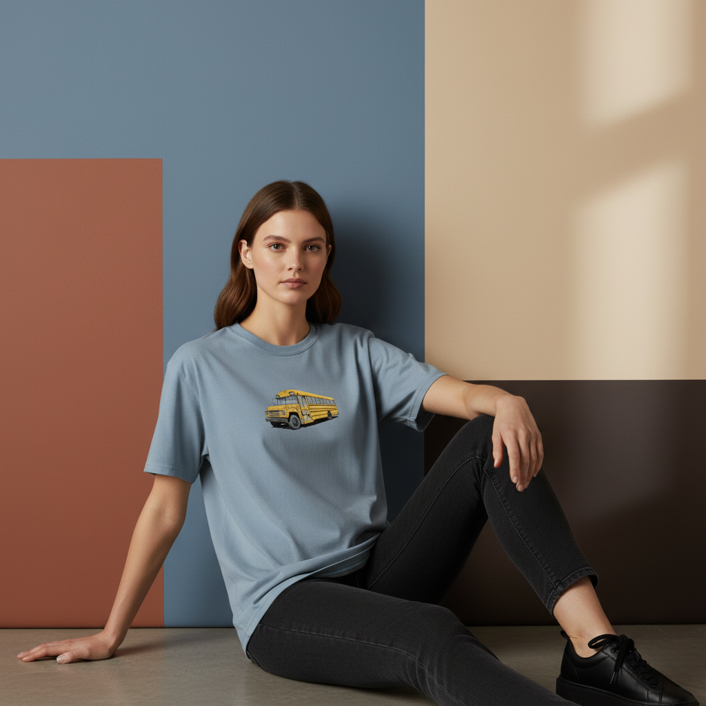 Vintage School Bus T-Shirt, Retro Bus Graphic, Unisex Heavyweight Cotton Tee