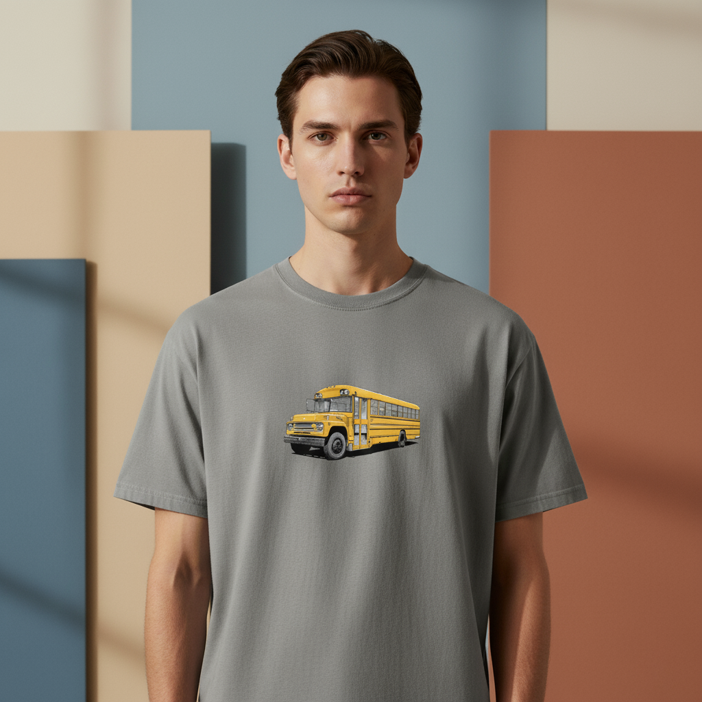 Vintage School Bus T-Shirt, Retro Bus Graphic, Unisex Heavyweight Cotton Tee