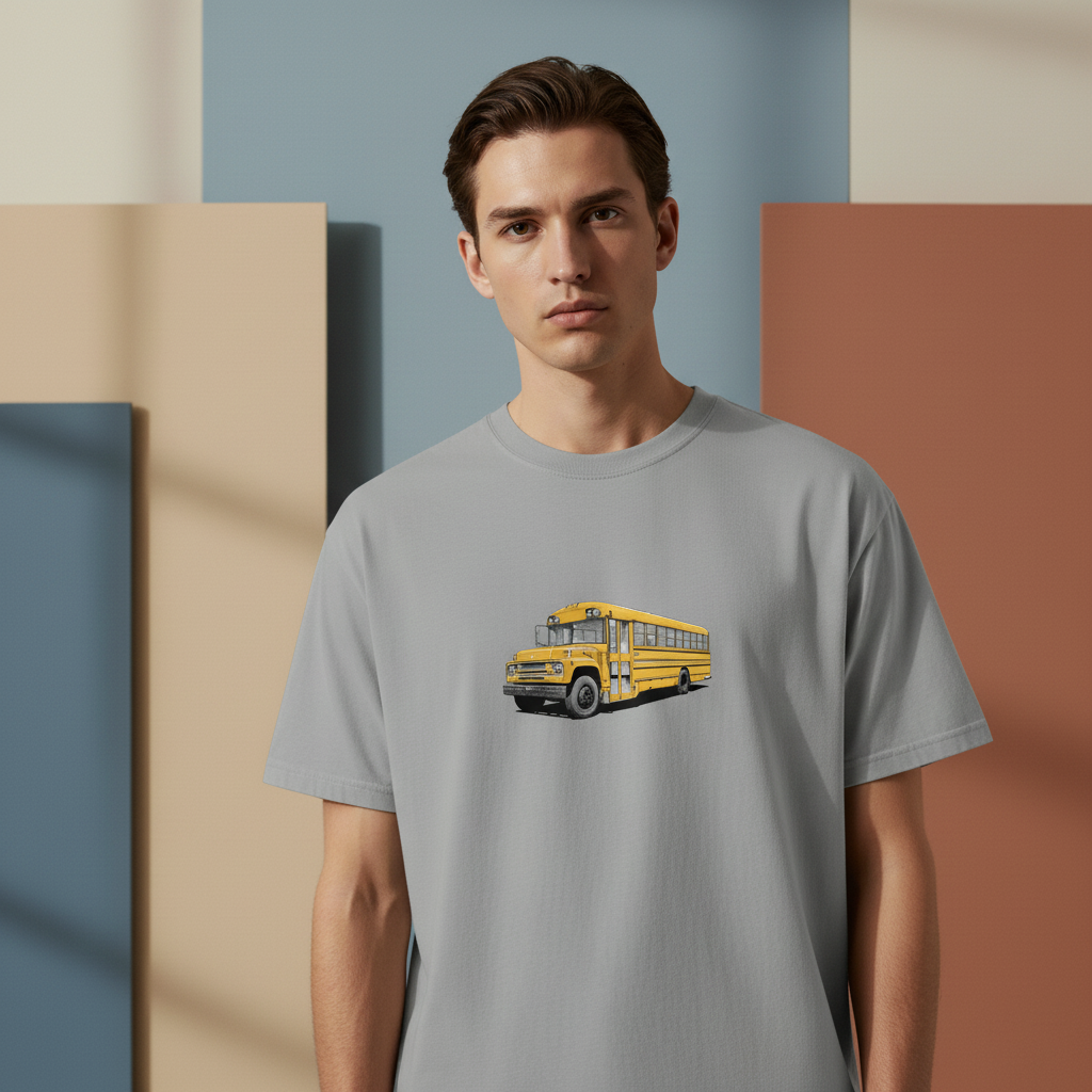 Vintage School Bus T-Shirt, Retro Bus Graphic, Unisex Heavyweight Cotton Tee