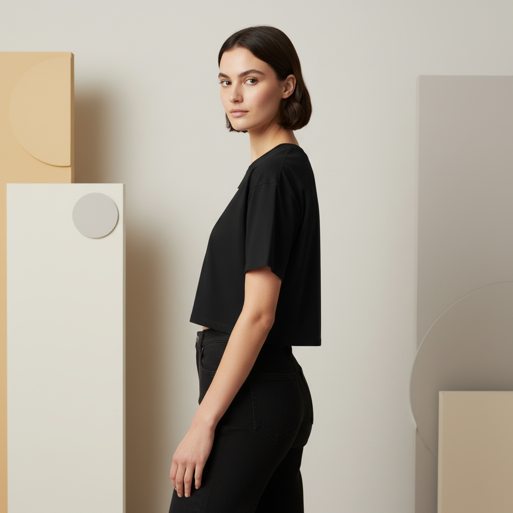 Women’s Crop Top – Bauhaus Bicycle & Geometric Art Design