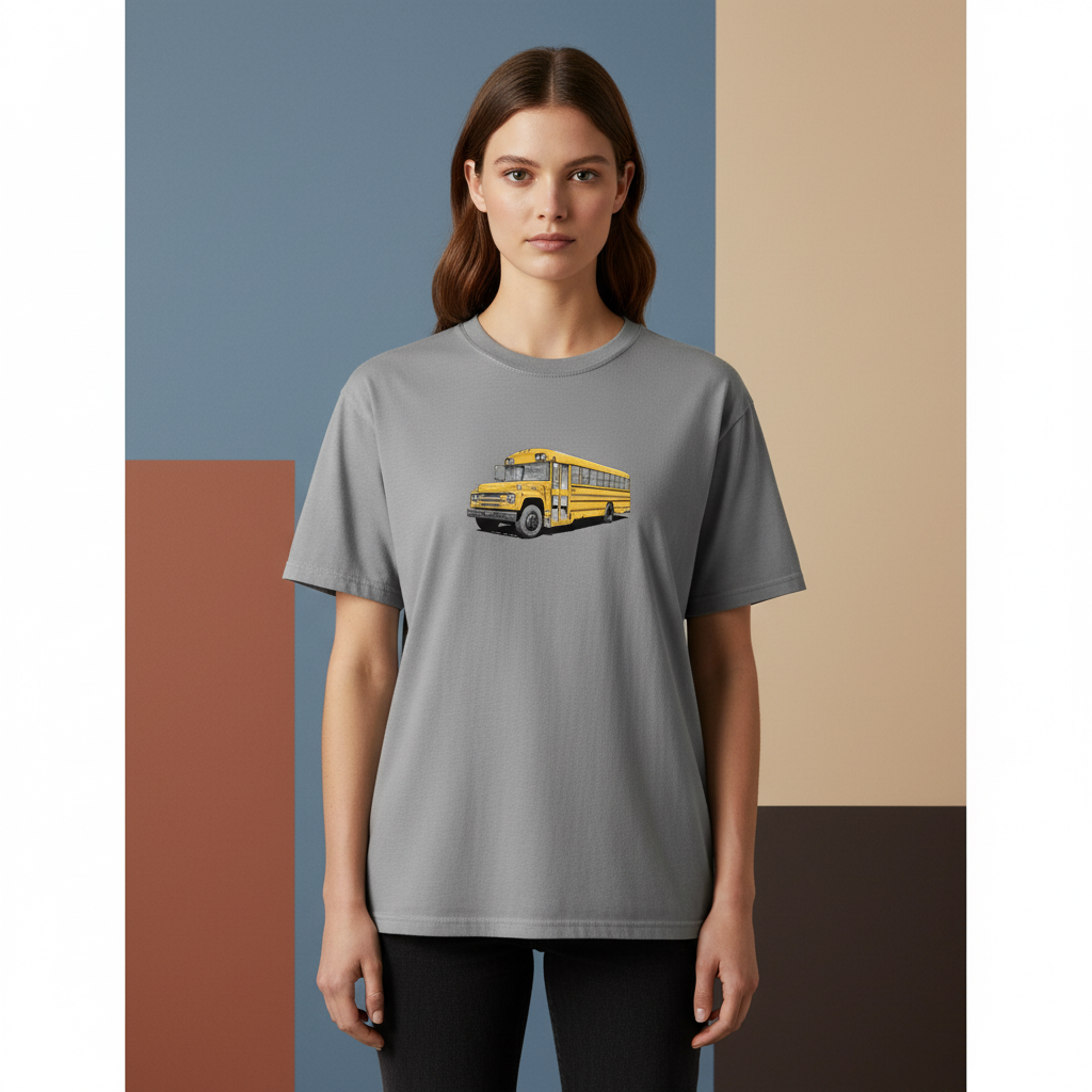 Vintage School Bus T-Shirt, Retro Bus Graphic, Unisex Heavyweight Cotton Tee